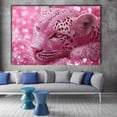thumbnail image 5 of Mudket Pink Glitter Crystal Leopard Canvas Wall Art, Cute Glam Wildlife Paintings for Bedroom Print for Girls Nursery Dorm Room Home Decor , Framed Ready to Hang - 12"L x 8"W, 5 of 9