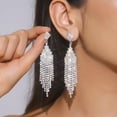 thumbnail image 2 of Glittering Rhinestone Tassel Dangle Earrings,Trendy Sparkling Chandelier Drop Earerings,Aesthetic Party Prom Accessories Jewelry Gift for Women, 2 of 11