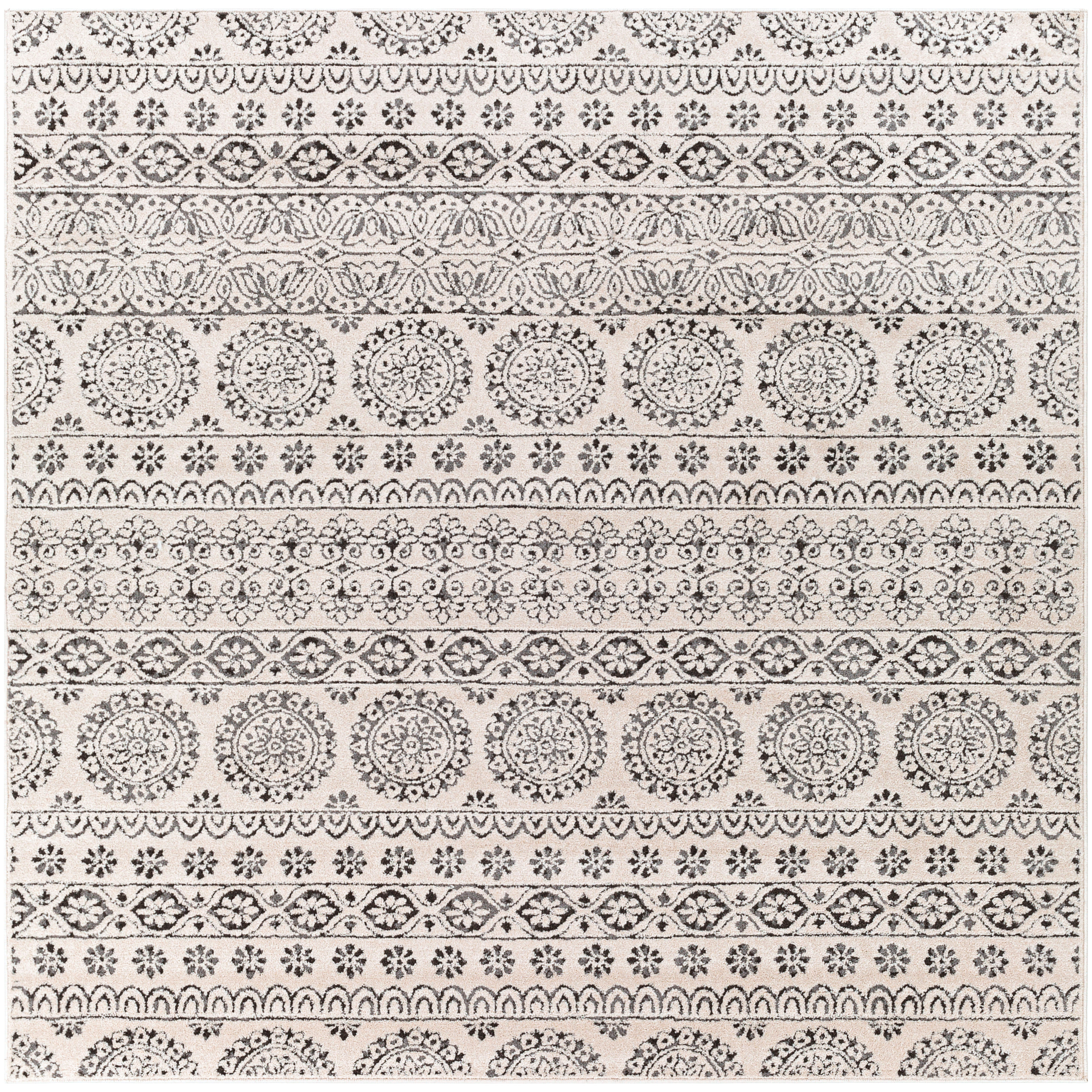 Bahar Charcoal 6'7" Square Traditional Square Area Rug