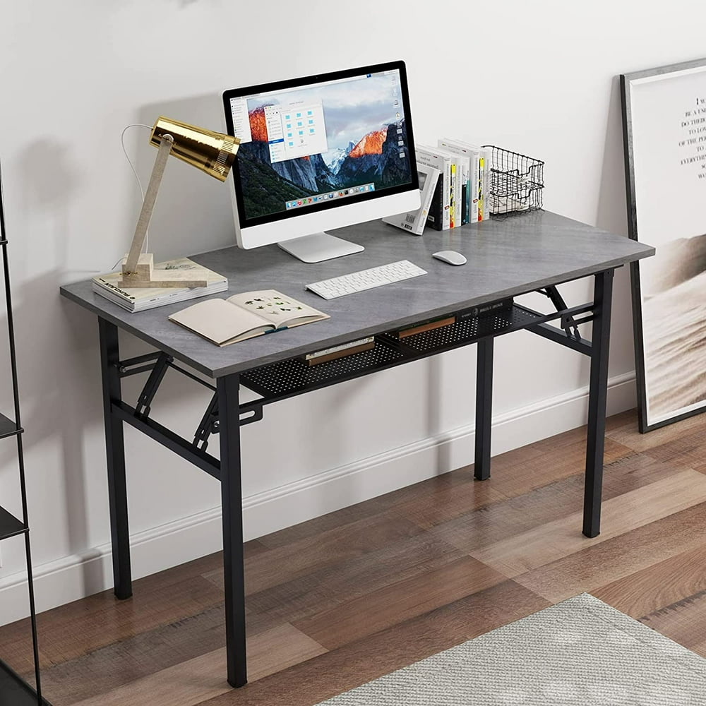 SOGES 47 in Computer Desk Office Desk Workstation Folding Table Gray