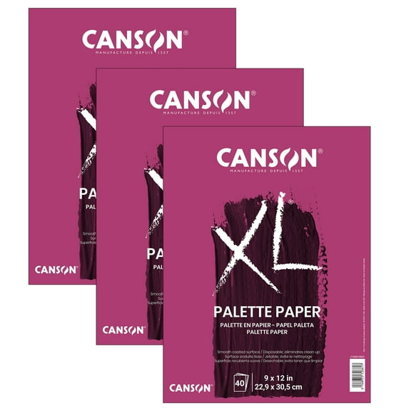 Canson XL Series Palette Pad, Foldover Binding, 10 Sheet, 9x12 inch, Pack of 3
