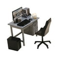thumbnail image 4 of Dualoai Doll House Decoration Decorative Office Furniture Set Miniature Computer Set Grey Desk, 4 of 9