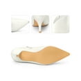 thumbnail image 2 of BLISSFUL STEP Pointed Toe V Cutout Stiletto Heel Ankle Booties for Women White (Size 9), 2 of 6