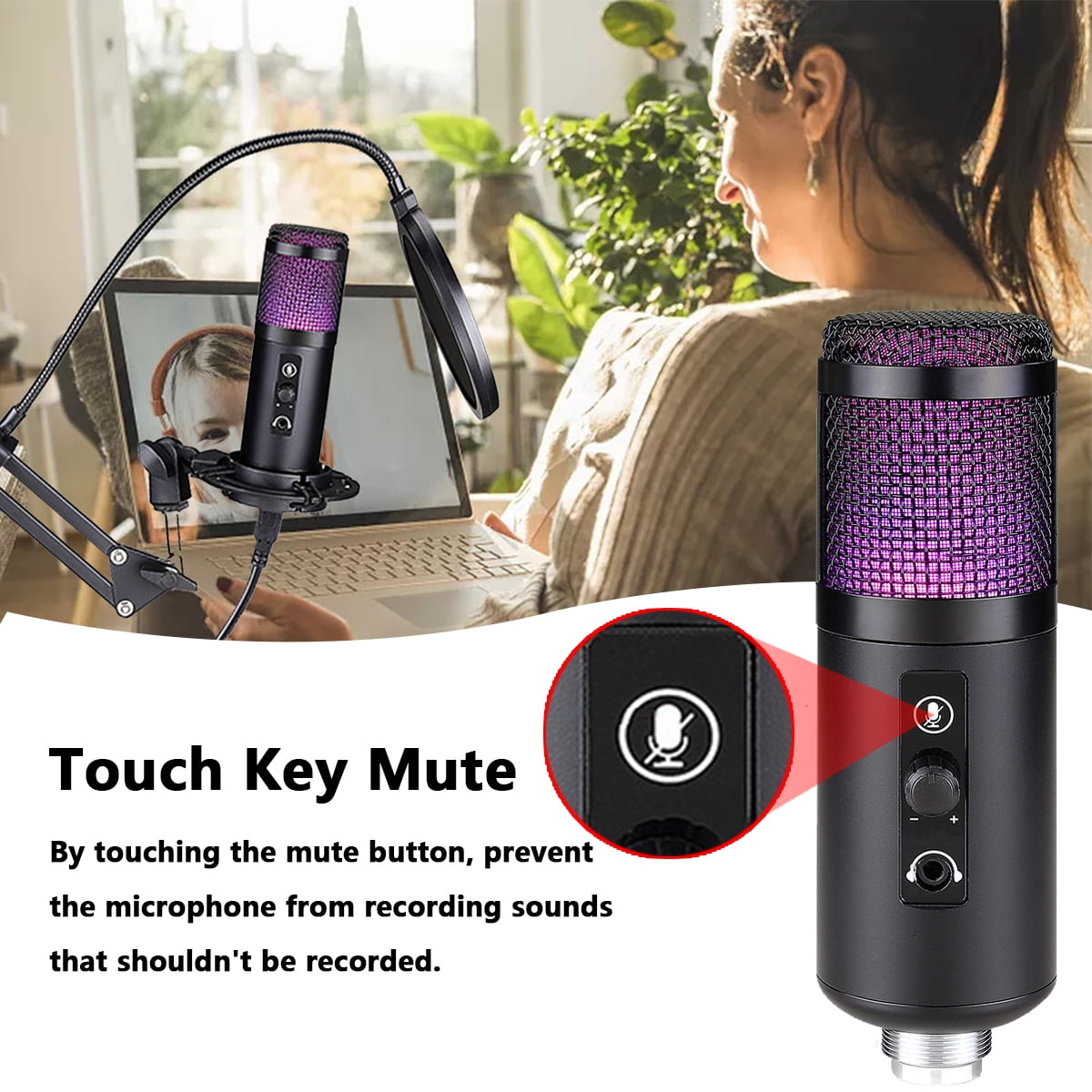 Novashion USB Condenser Cardioid Microphone, Black
