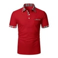 thumbnail image 1 of UVEASISHA Polos pour Hommes Grande Taille, Chemise Polo Boutonnée pour Hommes à Manches Courtes Chemise de Golf Été Décontractée Imprimée Coupe Ajustée T-Shirt Polo 2025, Rouge P, 1 of 2