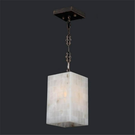 06 Flemish Finish - Pompeii Collection 1 Light Flemish Brass Finish Natural Quartz Mini-Pendant Square