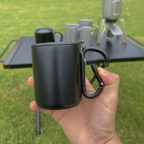 Taza de Camping con Tapa, Tazas de Metal Duraderas de Doble Capa para Acampar, Tazas de Café, Tazas de Café para Pesca en La Playa, Oficina Al Aire Li 300ML DYNWAVEMX Taza de café