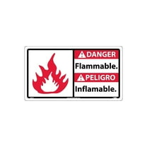National Marker Flammable (Bilingual W/Graphic) 10X18 Rigid Plastic Danger Sign DBA7R