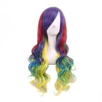 KAWELL Long Multi-colored Cosplay Wig, Mermaid Fashion Curly Wig, Anime Heat Resistant Spiral Costume Natural Wigs 80cm Hair (Multi Color, 32")