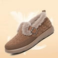 thumbnail image 4 of Winter Plush Cotton Casual Shoes for Women Comfortable Slip On Fleece Lined Loafers Platform Non Slip Dress Walking Shoes Brown Size 9.5, 4 of 9