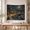 thumbnail image 5 of Winter Cabin in Snowy Forest, Peaceful Rustic Scene with Full Moon for Nature Lovers, Enchanted Woodland Decor Christmas Gift Tapestry Wall Hanging for Bedroom and Living Room, 5 of 7