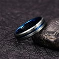 thumbnail image 3 of 6mm Tungsten Wedding Band for Women Men Blue Plated Groove Polished Beveled Edge Comfort Fit Size 7-12, 3 of 6