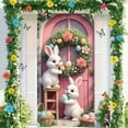 thumbnail image 2 of KOYPTL Easter Door Cover for Front Door, Cute Easter Bunny Egg Wreath Pattern for Front Door, Welcome Door Porch Sign Banner for Spring Holiday Party Easter Decorations Indoor, 35.4x70.8 inch, B, 2 of 7