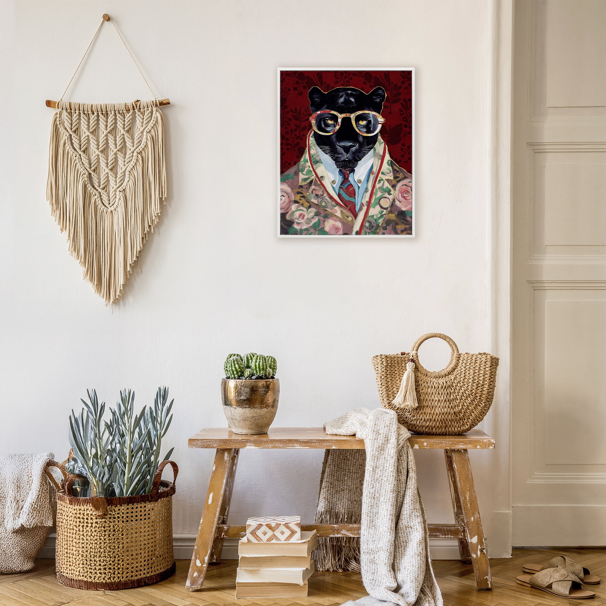 Stupell Industries Fashionable Scarlet Panther White Framed Giclee Art, design by Svetlana Aleynikova