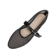 thumbnail image 6 of Womens Mesh Mary Jane Flats Breathable Ballet Flats with Adjustable Buckle Strap Black,Size 6, 6 of 6