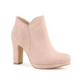 thumbnail image 1 of Unique Bargains Bottes à Talon Épais à Bout Rond pour Femme, Cheville, Rose Poudré (Taille 5,5), 1 of 7