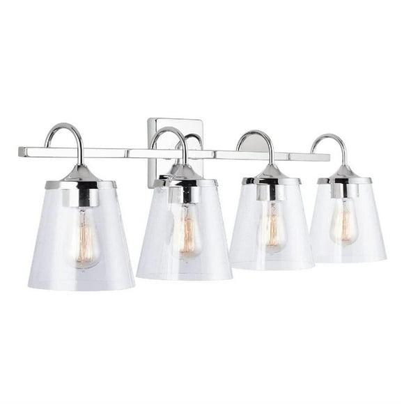 Capital Lighting 139142CH-496 Jayne Clear Seeded Glass Cone Bath Vanity Wall Mount, 4-Light 400 Total Watts, 11" H x 33" W, Chrome