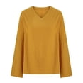 thumbnail image 4 of Yuwull Tshirts Shirts For Women Women'S Fashion Solid Color Long Sleeve V-Neck Blouses Shirts s, 4 of 6