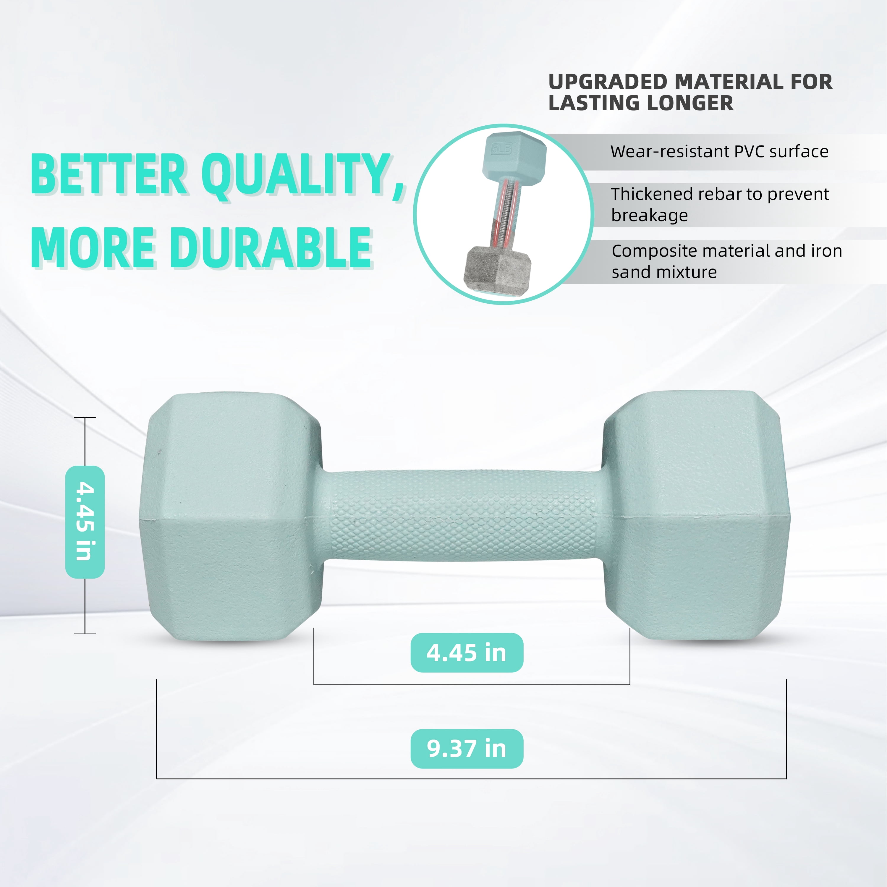 Divmystery Dumbbell Hand Weight Sets 5lb of 2 - Anti-roll, Anti-Slip, Hexagon Shape