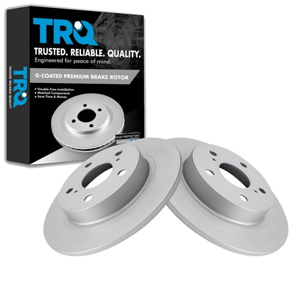 TRQ Rear Brake Rotors Set Solid Premium G-Coated Fits Select 2011-2016 Scion tC