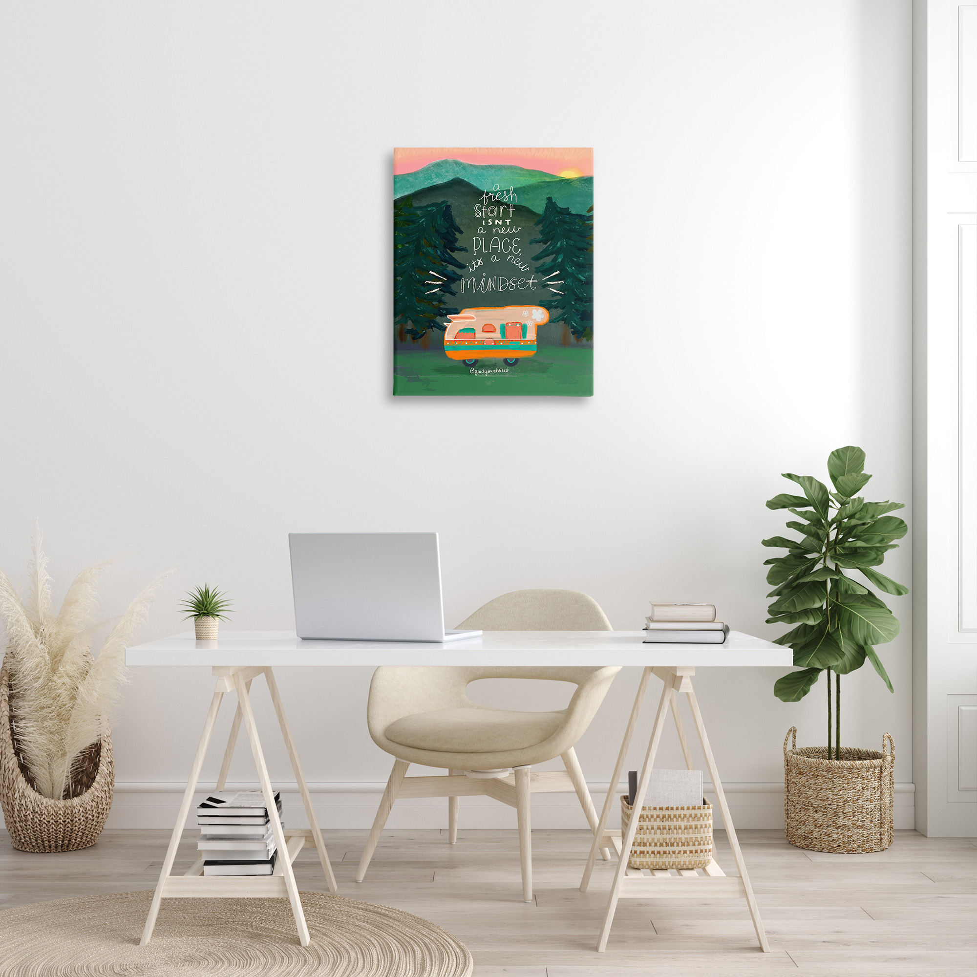 Stupell Industries Fresh Start New Mindset Inspirational Painting Gallery Wrapped Canvas Art Print Wall Art, 24 x 30
