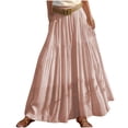 thumbnail image 5 of Mifsaly Maxi Linen Skirts for Women Tiered High Waisted Summer Flowy Skirt Boho Beach Vacation Everyday Office Clothes with Belt and Pockets S, 5 of 6