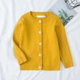 thumbnail image 4 of SonxaHe Toddler Girls Sweaters Warm Soft Striped Cable Knit Cardigan Child Cozy Outerwear Autumn Winter Sweater Yellow,Sized 2-3, 4 of 5