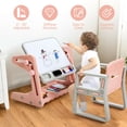 thumbnail image 6 of Gymax 2 in 1 Kids Easel Table & Chair Set Adjustable Art Painting Board Light Pink, 6 of 10
