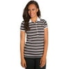 Sweet Vibes Juniors Black Stretch Jersey Polo Shirt With Multi Stripes