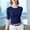 Blue, variant on Women's Solid Color Crew Neck Mesh Base Layer – 3/4 Sleeve Top Women's Tops, Women's Mesh Blouses Red M