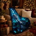 thumbnail image 3 of Mystical Lynx Forest Moonlight Enchanting Fantasy Nature Scene, Mystical Woodland Scene, Warm Flannel Blanket for Living Room and Reading Nook, Wildlife Lovers Friendship Gift, Fantasy Home Decor, 3 of 9