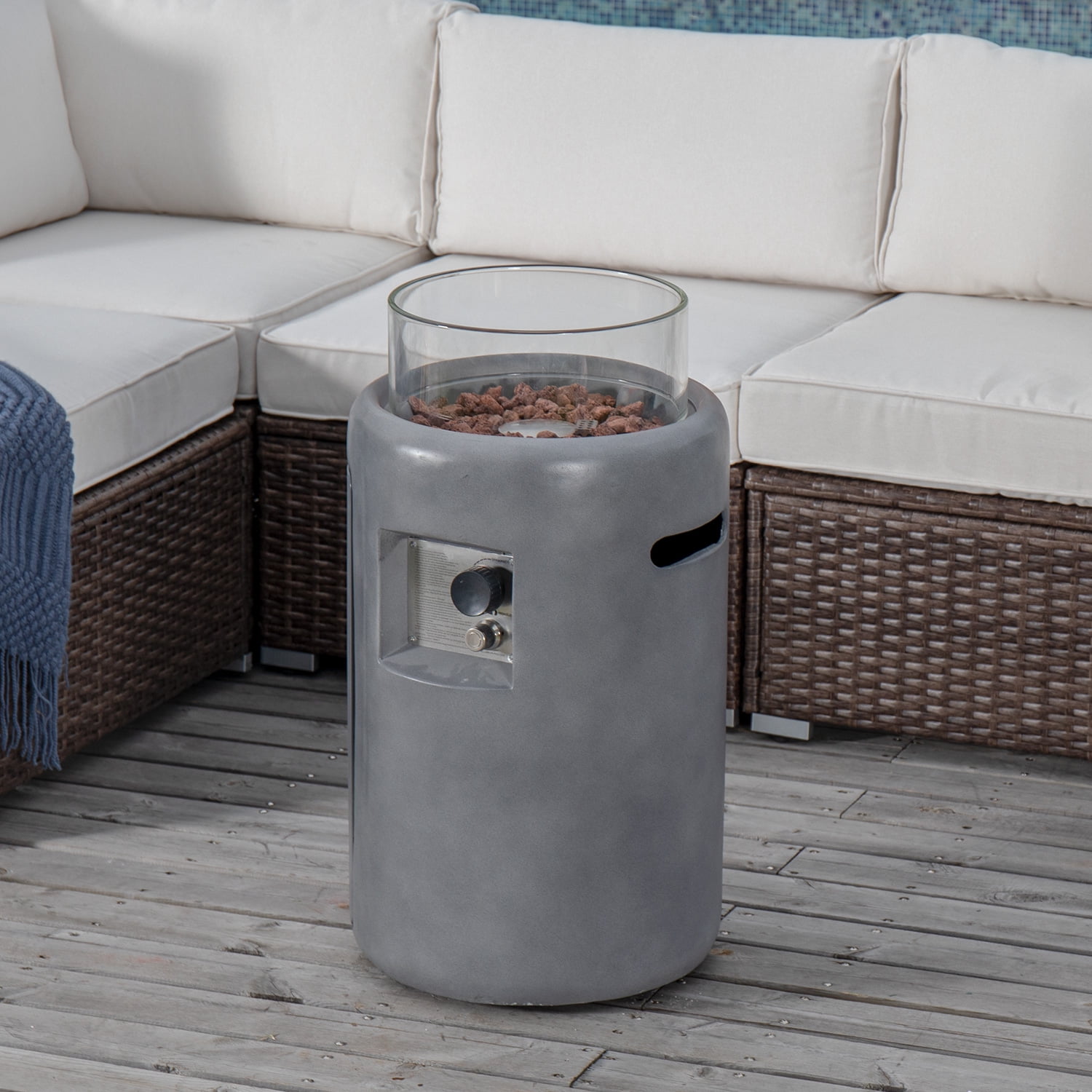 VENTOPYR Outdoor 16-inch 40,000 BTU Round Propane Fire Pit (Grey)