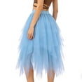 thumbnail image 6 of Yeaiivve Tulle Skirts for Girls High Low Layered Puffy Fairy Skirts Midi Length Irregular Tutu Skirt Sheer Mesh Tutu Skirt Blue,14-15Years, 6 of 6