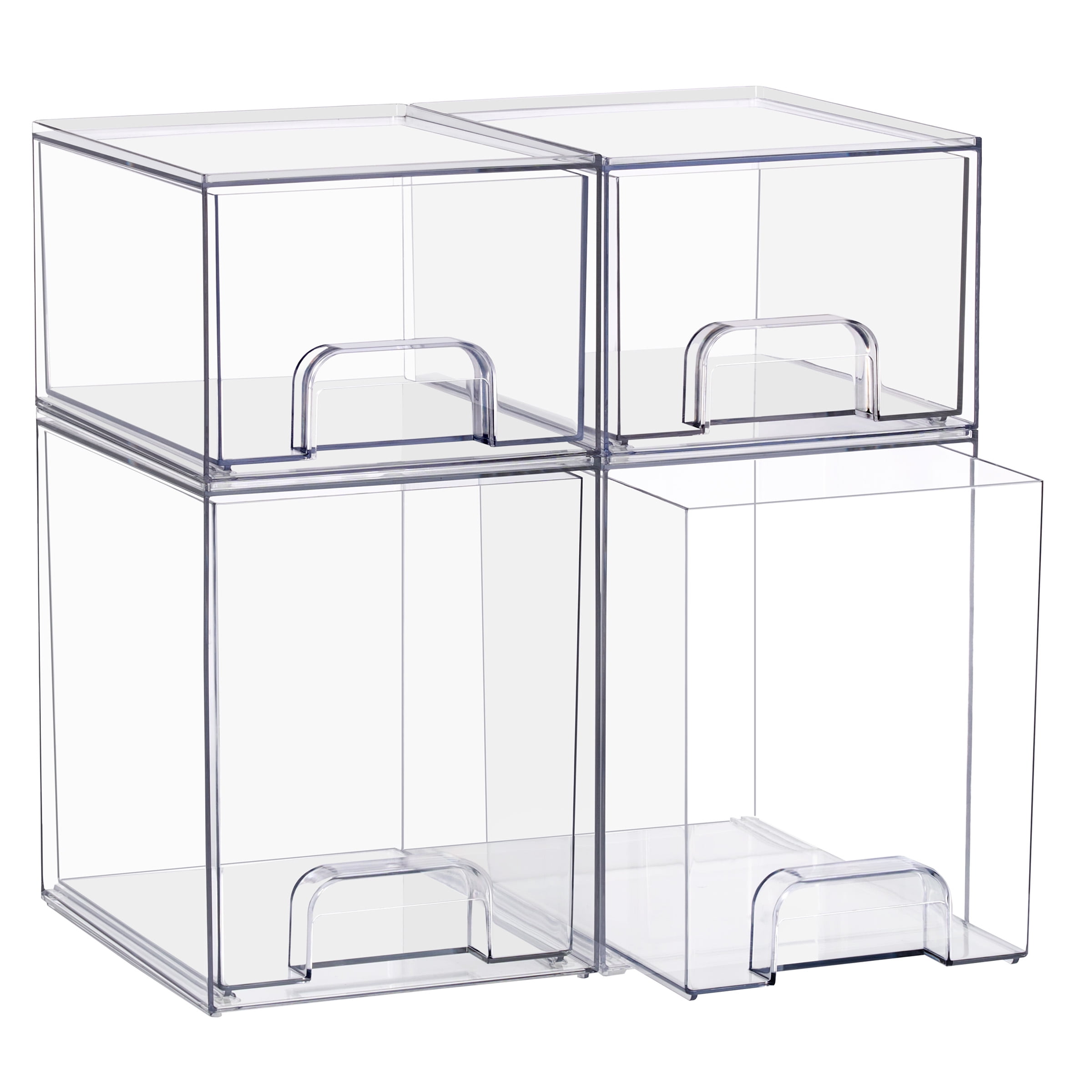 Sorbus Tall & Small Acrylic Storage Drawers, Clear Baby Organizer Bins, 4-Pack
