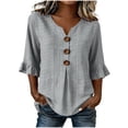 thumbnail image 3 of Ashirexll Womens Casual Tops Fashion Summer 3/4 Sleeve V-Neck Blouse Top Casual Blouses for Everyday Wear, 3 of 7
