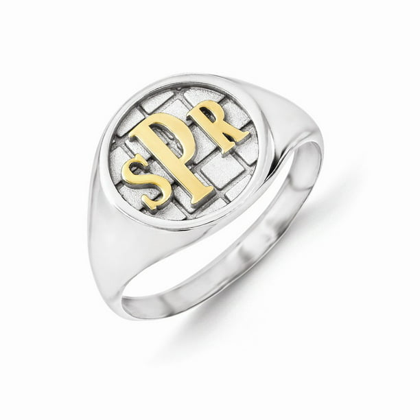 AA Jewels - Solid 14k White Gold Monogram Signet Ring Band Size 6 - www.waldenwongart.com - www.waldenwongart.com