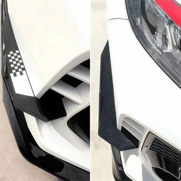 28cm Carbon Look Front Bumper Canards Splitter Fins For 16-21 Honda Civic Type-R