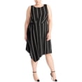 thumbnail image 1 of Rachel Roy Robe Asymétrique Rayée pour Femmes, Noire, Grande Taille, 16W, 1 of 1