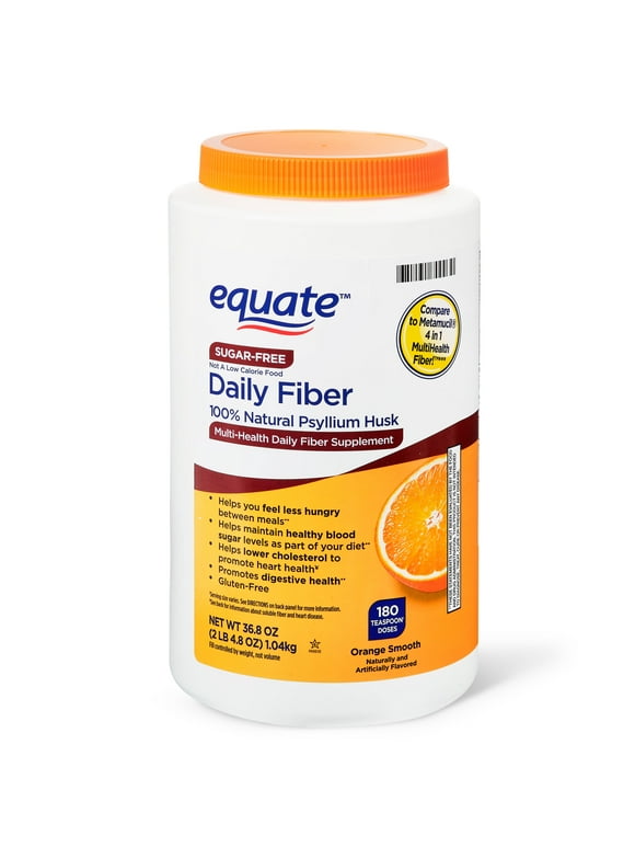 Equate Sugar-Free Daily Fiber Powder, Orange Smooth, 36.8 oz