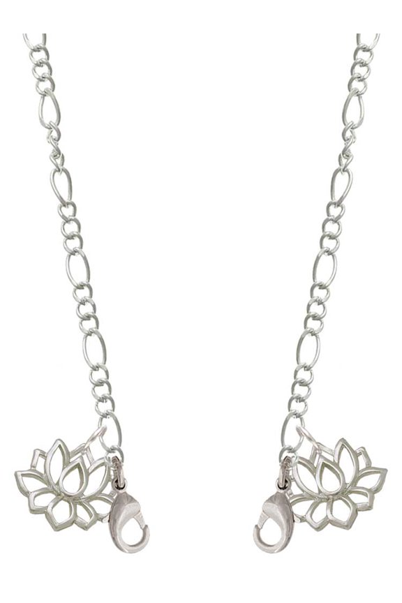 Silvertone Lotus Outline Silvertone Face Mask Necklace