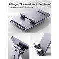 thumbnail image 4 of Support de Tablette de Bureau Réglable Support de Tablette Pliable Support de Téléphone en Aluminium Compatible avec iPhone 14 Pro Max iPad Pro 12.9 iPad Air 2022 iPad Mini Galaxy Tab S22 MediaPad (Gris), 4 of 5