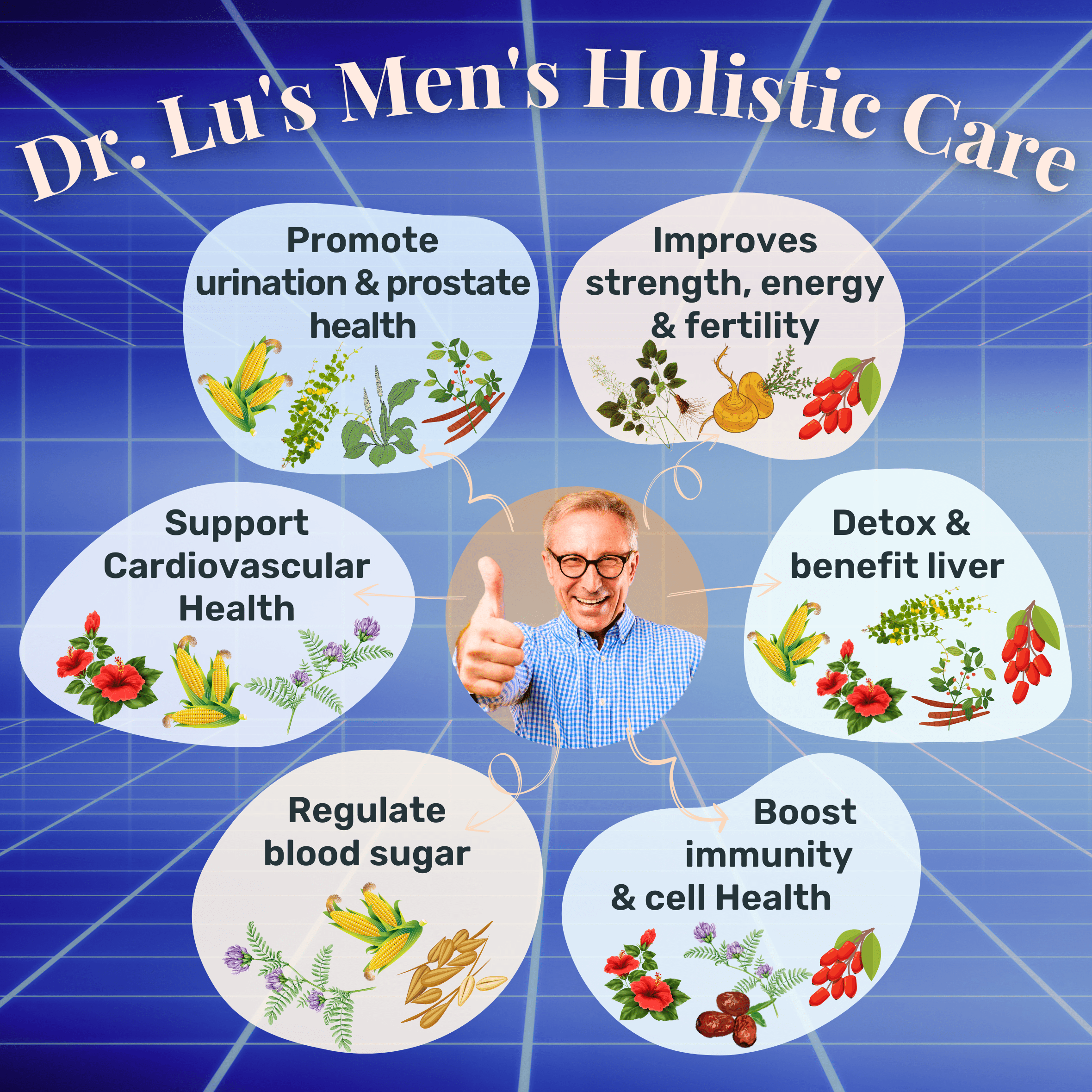 Dr. Lu’s Happy Guy Tea | 11-Flavor Corn Silk, Horny Goat Weed, Maca Root, Hibiscus Tea Blend for Men's Health | Promote Urination & Prostate Health | Improve Strength & Fertility