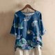 thumbnail image 2 of Moda Mujer Causal Cuello Redondo Blusa Estampada 1/2 Manga Camiseta Verano Tops Fridja  hjk3332, 2 of 4