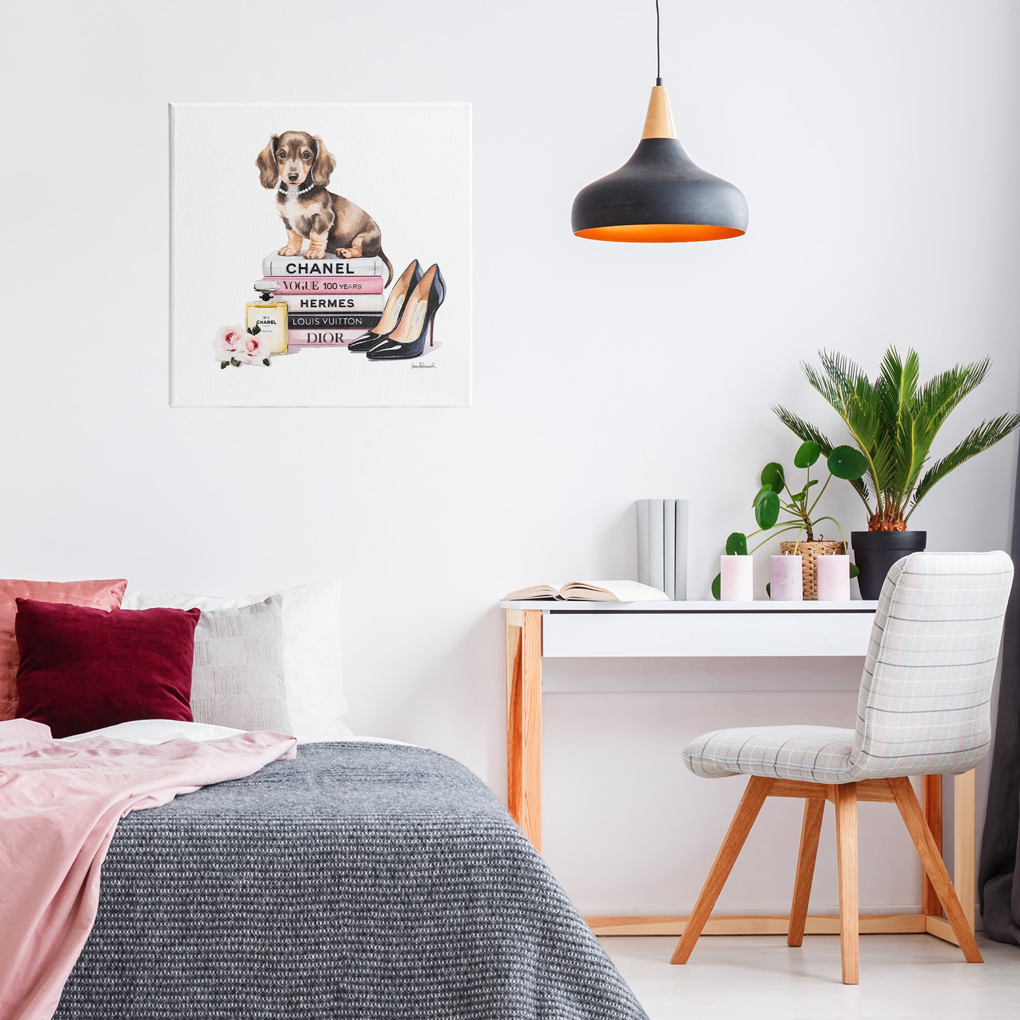 Stupell Industries Luxury Fashion Books & Dog Canvas Wall Art, design by Amanda Greenwood