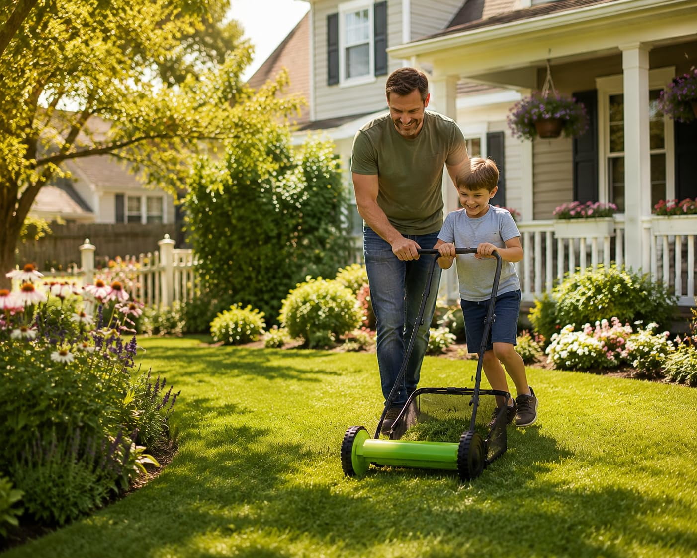 16in 5-Blade Push Reel Lawn Mower with Grass Catcher