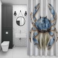 thumbnail image 4 of Farmhouse Watercolor Shower Curtain for Bathroom Decor, Crab Ocean Marine Life Wood Grain Waterproof Fabric Shower Curtain, 60"x72" Set with 12 Hooks, 4 of 9