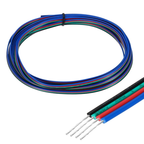 Uxcell 24 Gauge 4 Conductor Electrical Wire Tinned Copper Cable 15FT Flexible Stranded Hook-up Wire for LED Strips Lamps Residential Wiring Car Circuit