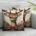 thumbnail image 3 of Creowell  Christmas Reindeer Eucalyptus Red Throw Pillow Covers,Winter Holiday Cushion Case Decoration for Sofa Couch, 3 of 5
