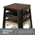 thumbnail image 6 of OFM 161-26B-BK-WNT-4 26 in. 161 Collection Industrial Modern Fully Assembled Backless Metal Stools with Solid Ash Wood Seats, Galvanized Steel Bar Stools with Oversized Seats, Black & Walnut -, 6 of 18