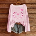 thumbnail image 2 of Craaazy Women's Fashion Breast Cancer Awareness Prints Shirts Round Neck Long Sleeve Pullover Knitted Tops Gifts, 2 of 4